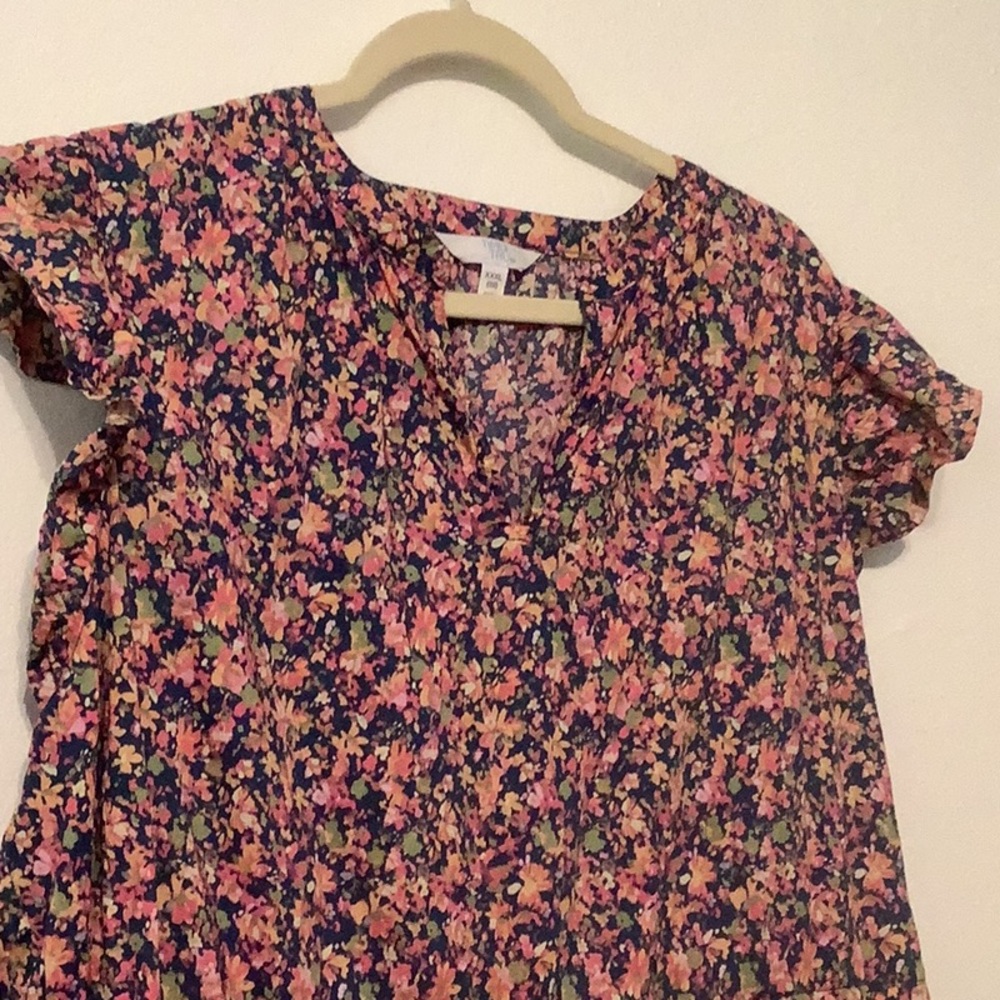 Floral flutter sleeve Dress by Time and Tru Size 22 Pit to Pit 25 Length 38 in